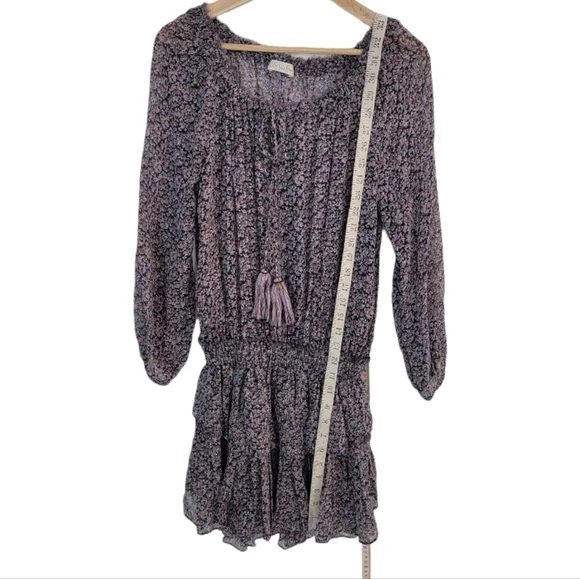 Loveshackfancy Floral Black Mini Silk Dress Size Small - Picture 4 of 7